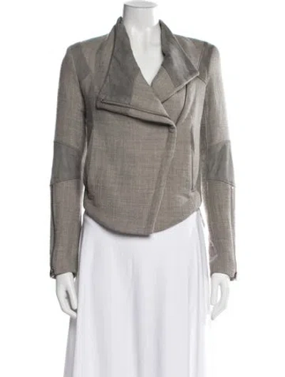 Pre-owned Helmut Lang Wool Biker Jacket In Gray