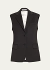 Helmut Lang Wool Blazer Vest In Blk