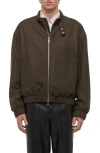 Helmut Lang Wool Blend Bomber Jacket In Brown