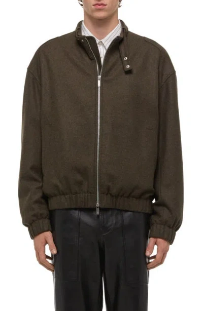 Helmut Lang Wool Blend Bomber Jacket In Brown