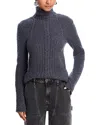 Helmut Lang Zephir Cable Stitch Turtleneck Wool Blend Sweater In Blue