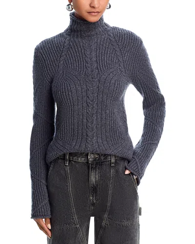 HELMUT LANG WOOL BLEND CABLE KNIT TURTLENECK SWEATER
