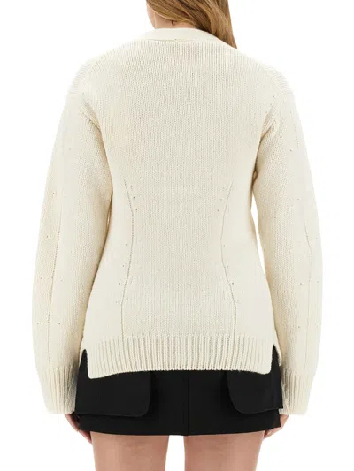 Helmut Lang Wool Blend Cardigan In Ivory