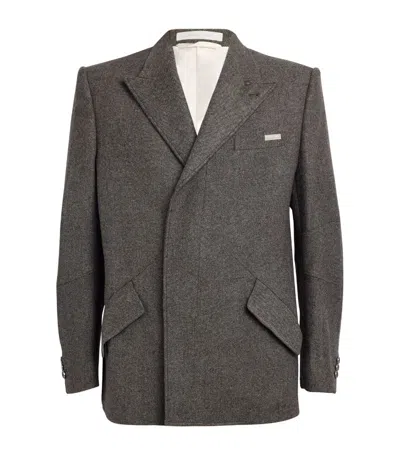 Helmut Lang Men's Melange Wool Asymmetric Blazer In Grey Melange - Q91