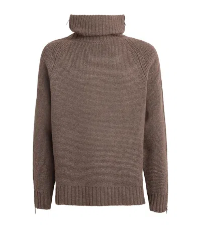 Helmut Lang Wool-blend Rollneck Sweater In Brown