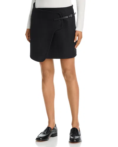 Helmut Lang Wool Blend Saddle Mini Skirt In Black