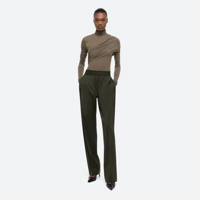 Helmut Lang Wool Car Trousers In Green Melange