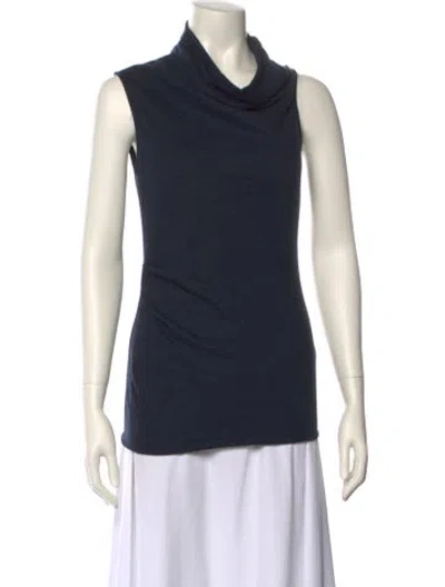 Pre-owned Helmut Lang Wool Cowl Neck Top In Blue