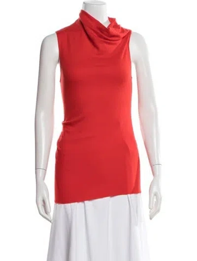 Pre-owned Helmut Lang Wool Cowl Neck Top In Red