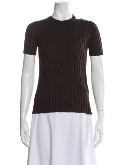 Pre-owned Helmut Lang Wool Crew Neck Top In Brown
