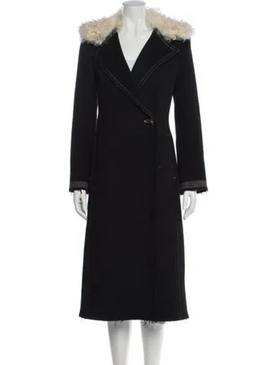 Pre-owned Helmut Lang Wool Faux Fur Coat In Black