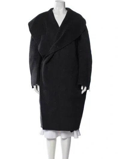 Pre-owned Helmut Lang Wool Faux Fur Coat In Gray