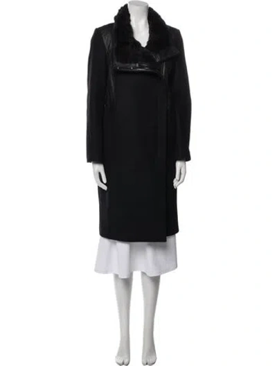 Pre-owned Helmut Lang Wool Fur Coat In Black