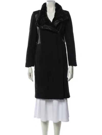 Pre-owned Helmut Lang Wool Fur Coat In Black