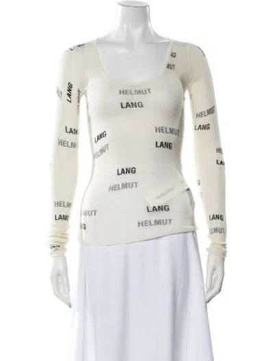 Pre-owned Helmut Lang Wool Graphic Print Top In Neutral