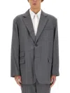 Helmut Lang Oversized Wool Blazer In Gray