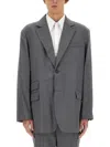 Helmut Lang Oversized Wool Blazer In Gray