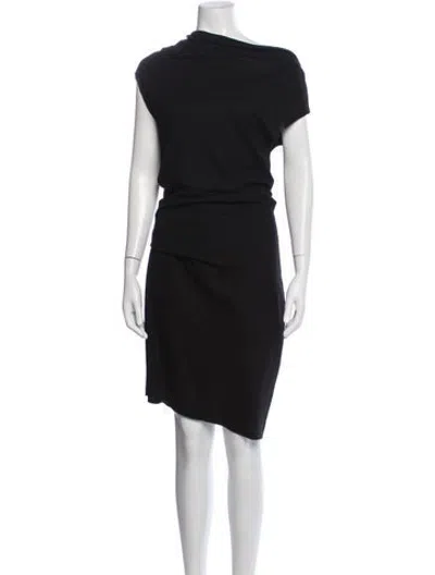 Pre-owned Helmut Lang Wool Knee-length Dress In Black