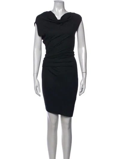 Pre-owned Helmut Lang Wool Knee-length Dress In Black