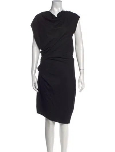 Pre-owned Helmut Lang Wool Knee-length Dress In Black