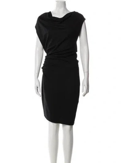 Pre-owned Helmut Lang Wool Knee-length Dress In Blue