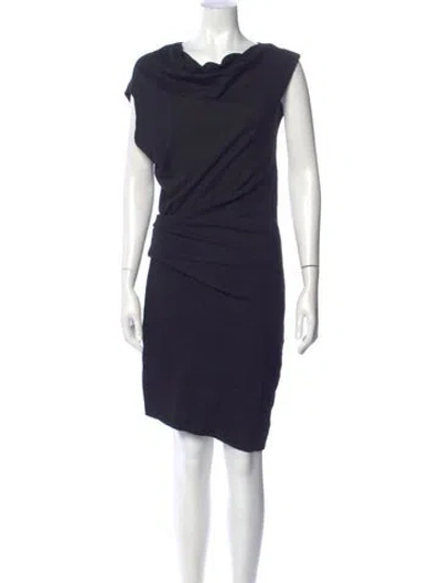Pre-owned Helmut Lang Wool Knee-length Dress In Blue