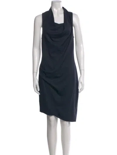 Pre-owned Helmut Lang Wool Knee-length Dress In Blue