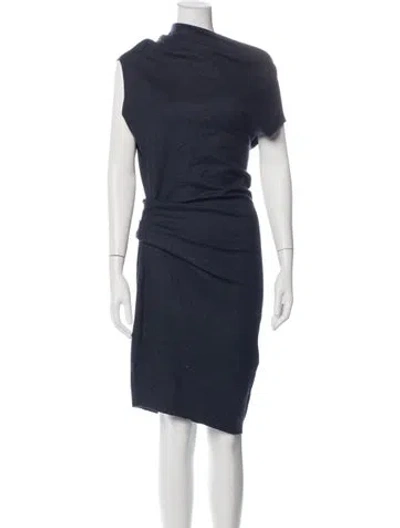 Pre-owned Helmut Lang Wool Knee-length Dress In Blue