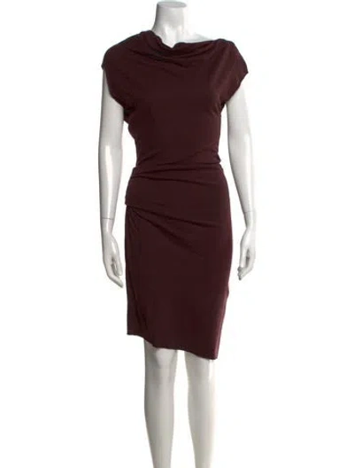 Pre-owned Helmut Lang Wool Knee-length Dress In Burgundy