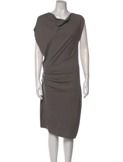 Pre-owned Helmut Lang Wool Knee-length Dress In Gray