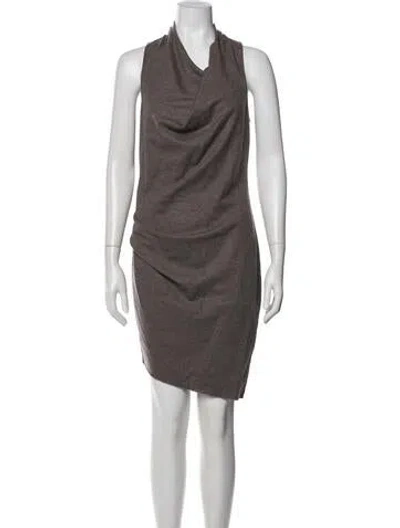 Pre-owned Helmut Lang Wool Knee-length Dress In Gray