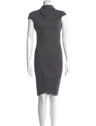 Pre-owned Helmut Lang Wool Knee-length Dress In Gray