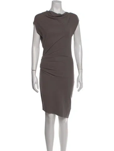 Pre-owned Helmut Lang Wool Knee-length Dress In Gray