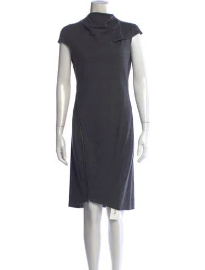 Pre-owned Helmut Lang Wool Knee-length Dress In Grey