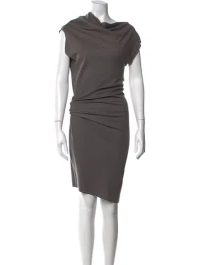 Pre-owned Helmut Lang Wool Knee-length Dress In Grey