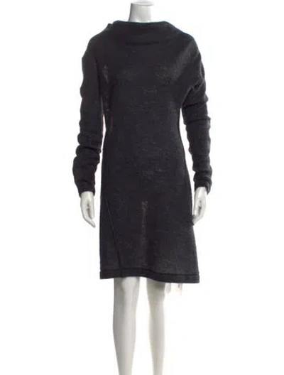 Pre-owned Helmut Lang Wool Knee-length Dress In Grey