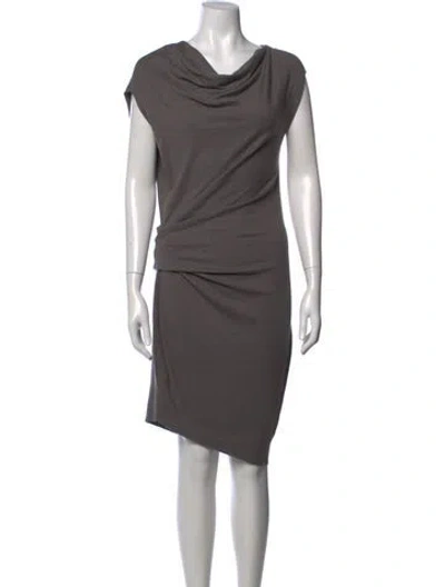 Pre-owned Helmut Lang Wool Knee-length Dress In Grey