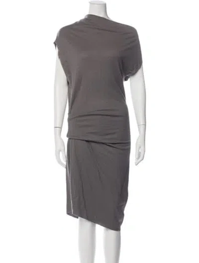 Pre-owned Helmut Lang Wool Knee-length Dress In Grey