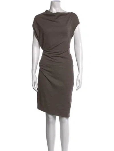 Pre-owned Helmut Lang Wool Knee-length Dress In Grey
