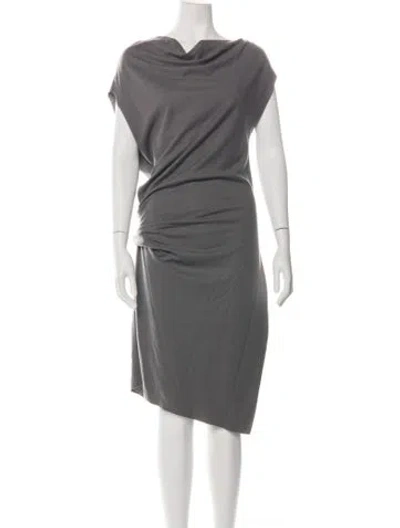Pre-owned Helmut Lang Wool Knee-length Dress In Grey