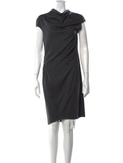 Pre-owned Helmut Lang Wool Knee-length Dress In Grey