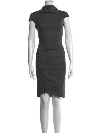 Pre-owned Helmut Lang Wool Knee-length Dress In Grey
