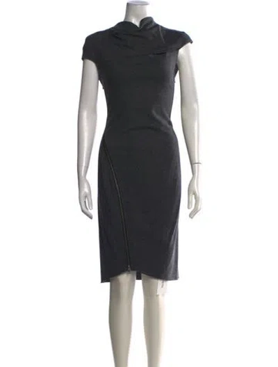 Pre-owned Helmut Lang Wool Knee-length Dress In Grey