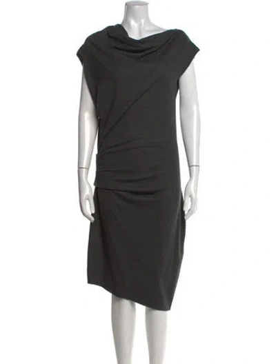 Pre-owned Helmut Lang Wool Knee-length Dress In Grey