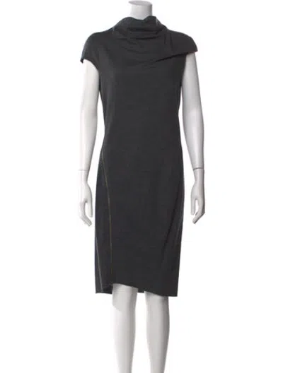 Pre-owned Helmut Lang Wool Knee-length Dress In Grey
