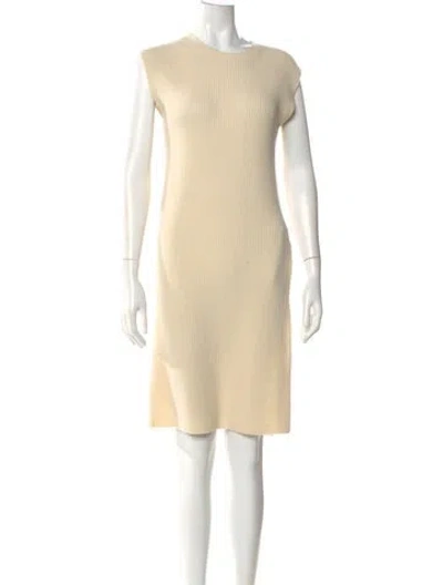 Pre-owned Helmut Lang Wool Knee-length Dress In Neutral