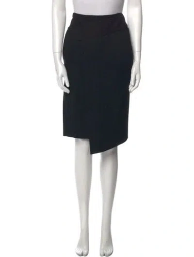 Pre-owned Helmut Lang Wool Knee-length Skirt In Black