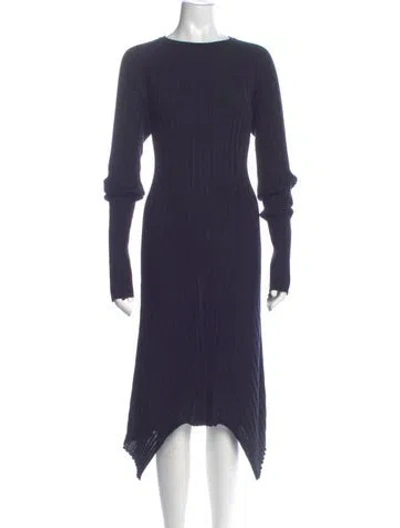 Pre-owned Helmut Lang Wool Long Dress In Blue