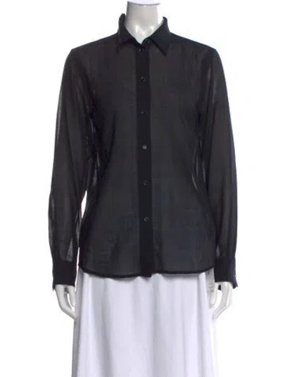 Pre-owned Helmut Lang Wool Long Sleeve Button-up Top In Blue
