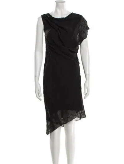 Pre-owned Helmut Lang Wool Midi Length Dress In Black